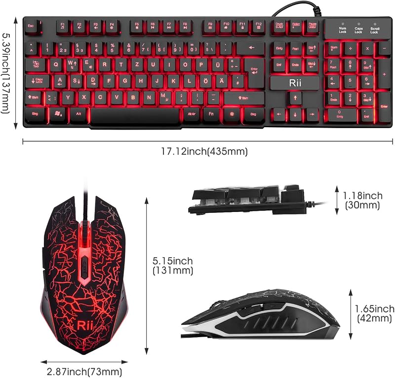 Rii Gaming Billentyűzet és Egér Szett LED Háttérvilágítással PC-hez