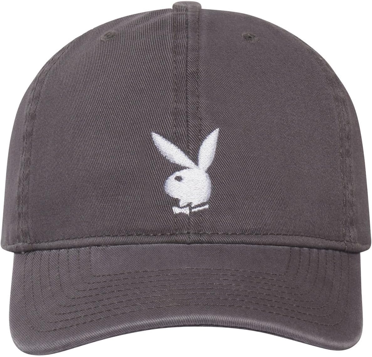Playboy Adjustable Rabbit Head Logo Hat, Structured Embroidered Baseball Cap, Adjustable Fit