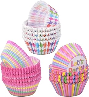 300 Pcs Caissettes à Cupcakes Moules à Muffins Cupcake en Papier Tasses de Papier de Cuisson Emballages de Muffins Cupcakes Arc en Ciel Moule à Gâteaux en Papier pour Fête Mariage Anniversaire Cuisine