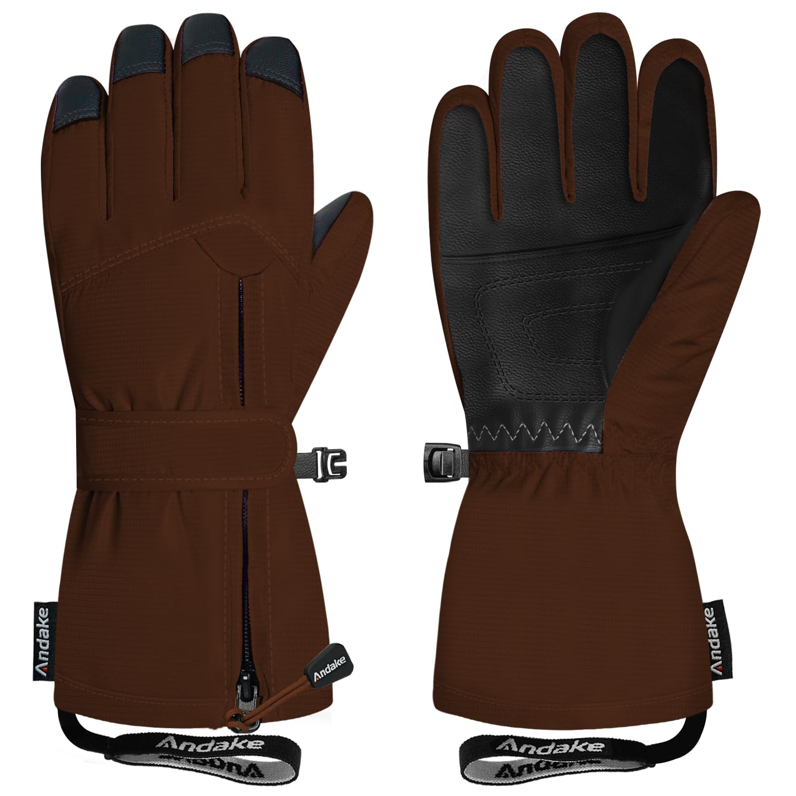 Andake Winter Ski Snow Gloves for Kids 2-14 - Waterproof Thermal Mittens for Boys Girls with Anti-Loss Wrist Strap, Windproof Cold Protection &amp; Cute Printing Design Toddler Snow Gloves