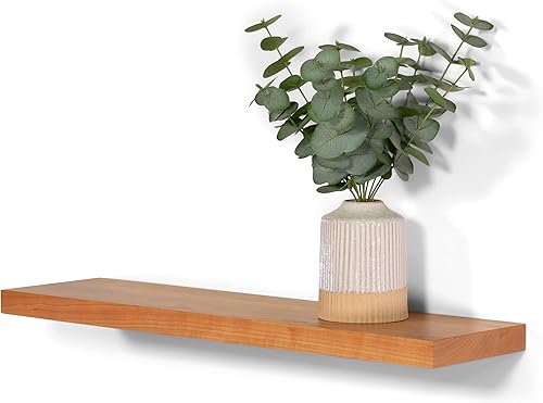 DAKODA LOVE Estante flotante de madera de cerezo maciza Calidad prémium Craftsman (24 pulgadas de largo x 6 pulgadas de profundidad x 1.38