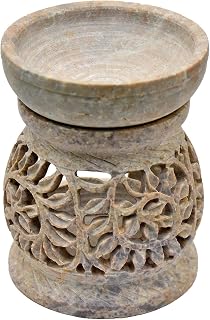 Nirvana Class NIRMAN Handmade Soapstone Leaf Aroma Burner Oil Diffuser Tea Light Holder Home Decor