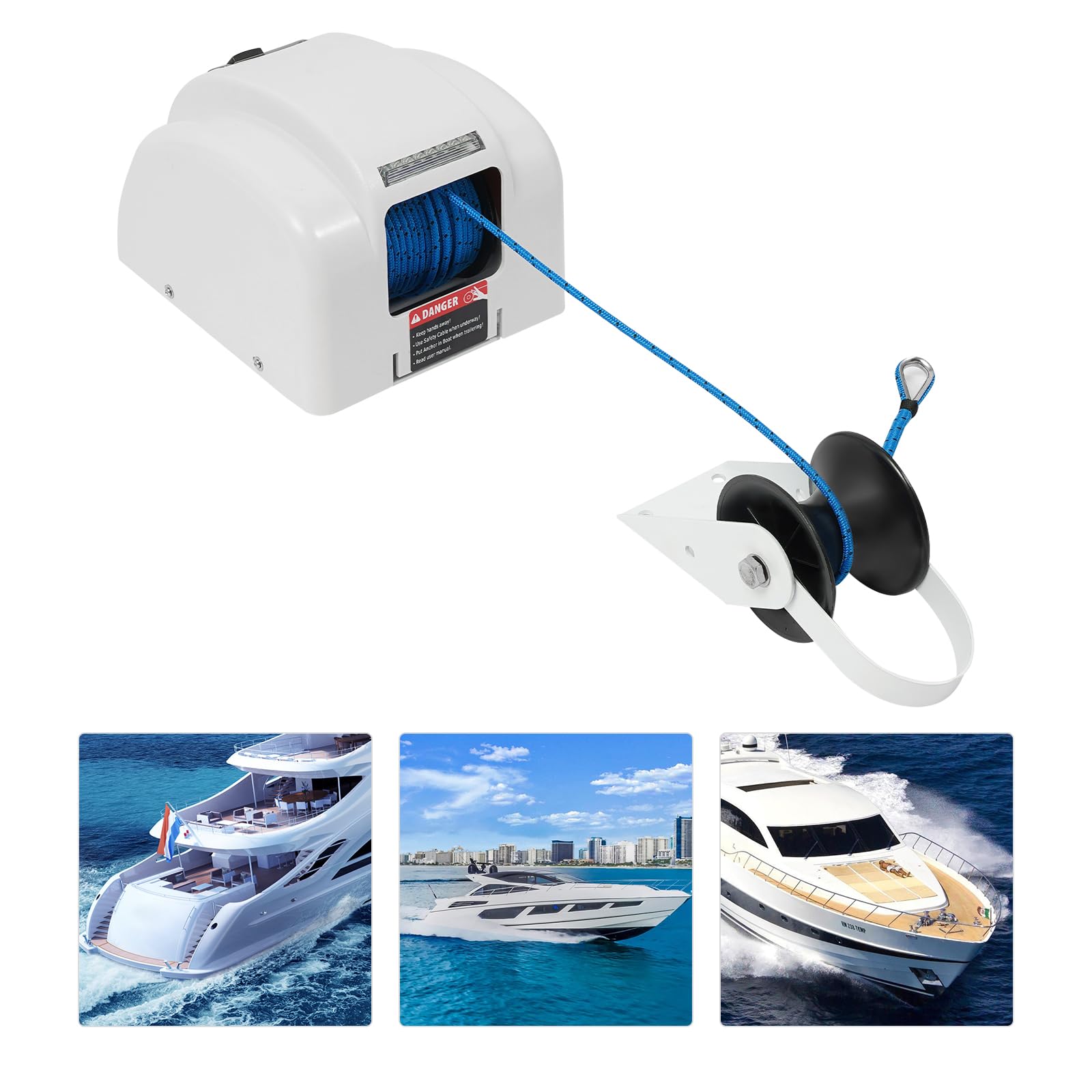 Verricello elettrico da 12 V, 30 m, per barche con telecomando, acqua salata marina, salata e acqua dolce, per ancora fino a 20 kg