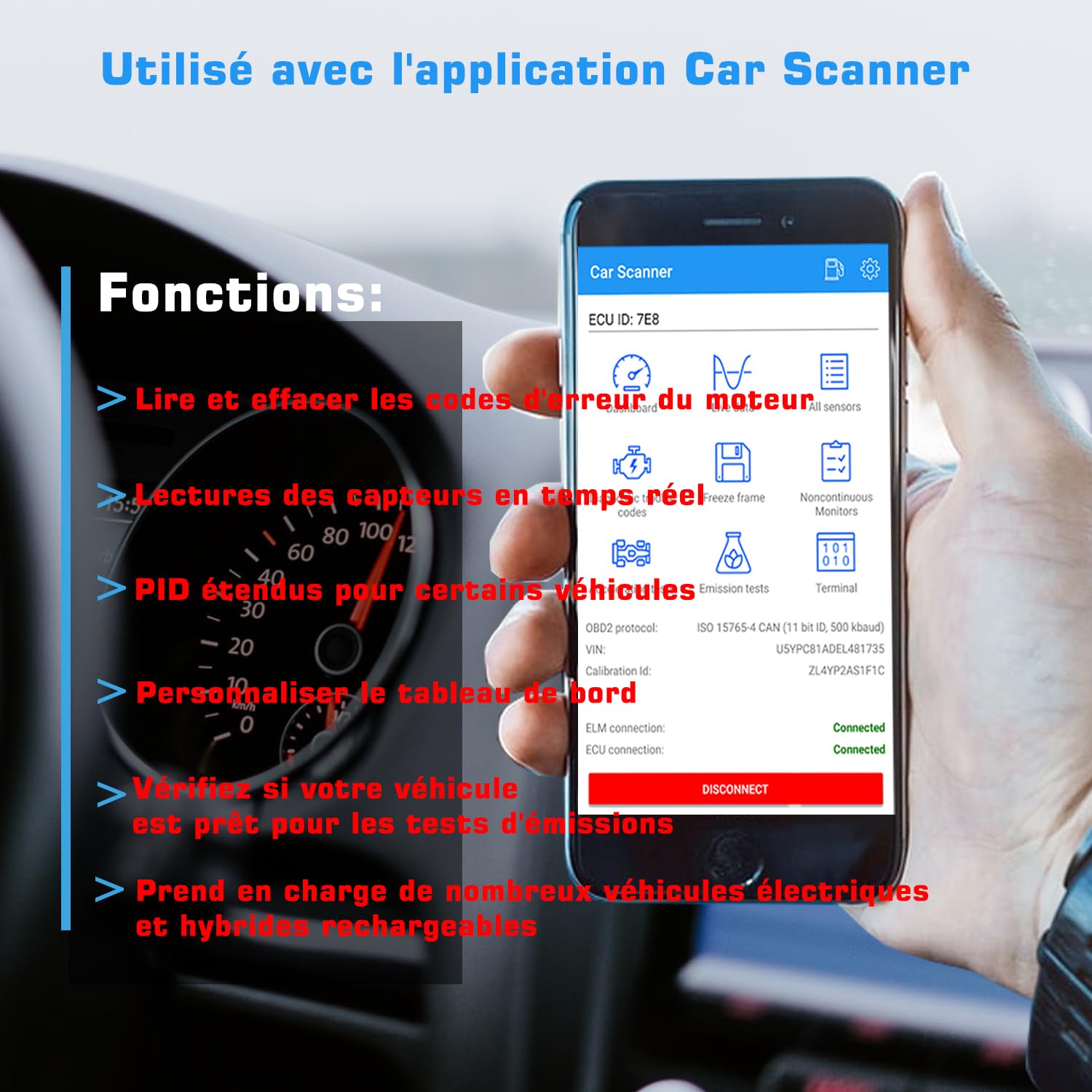 Veepeak OBDCheck BLE Scanner OBD-II Bluetooth – Lecteur de Codes Moteur & Outil de Diagnostic pour iOS et Android
