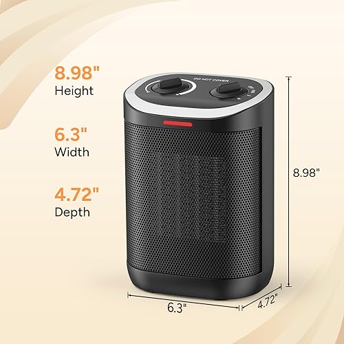 Miniatura 5 de Calentador de espacio para uso en interiores, calentador de cerámica PTC de 1500 W con termostato, calentador de espacio pequeño 2S, calentamiento