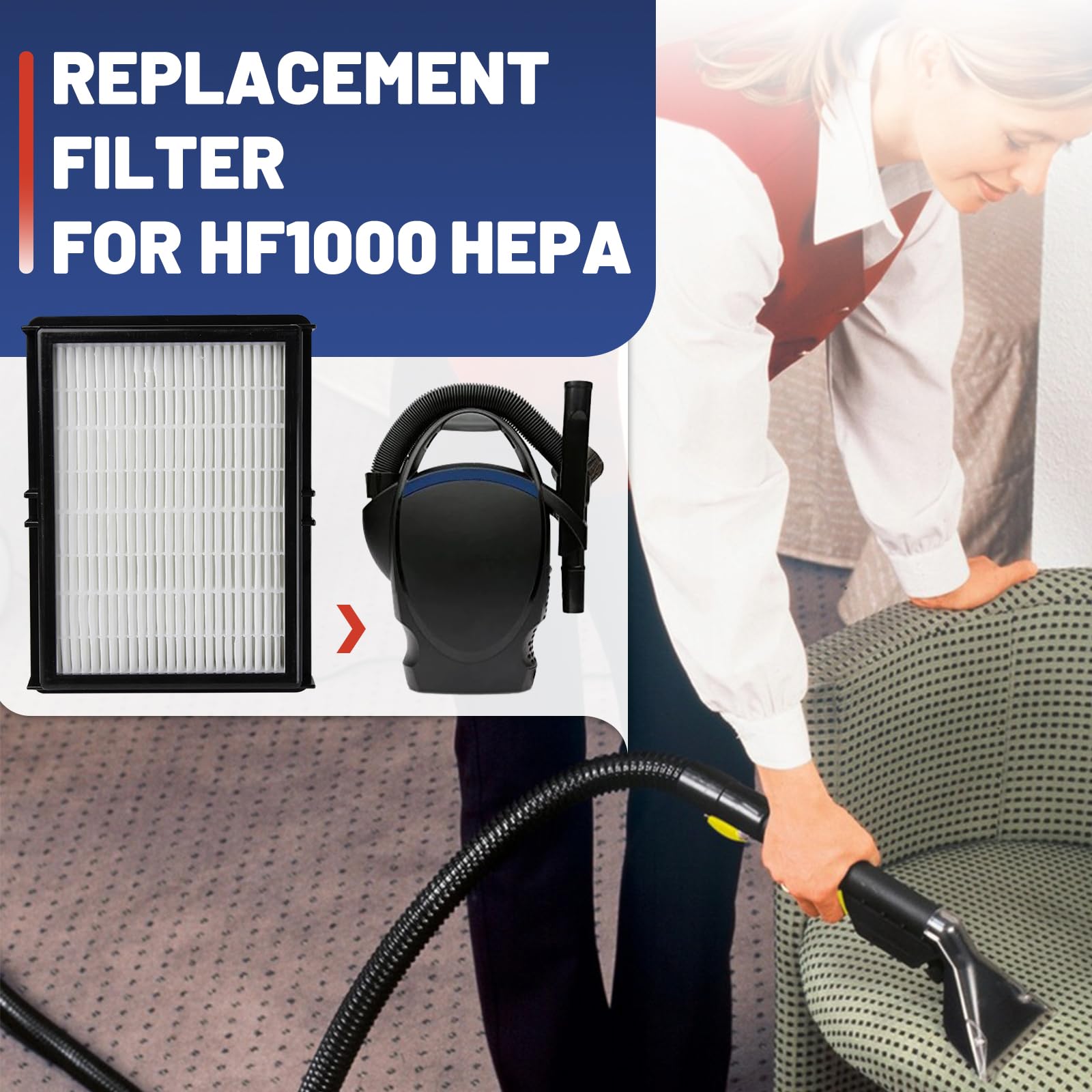 4 filtros HEPA HF1000 compatibles con aspiradora Oreck Buster BB1000, piezas de repuesto para BB1100, serie CC1600
