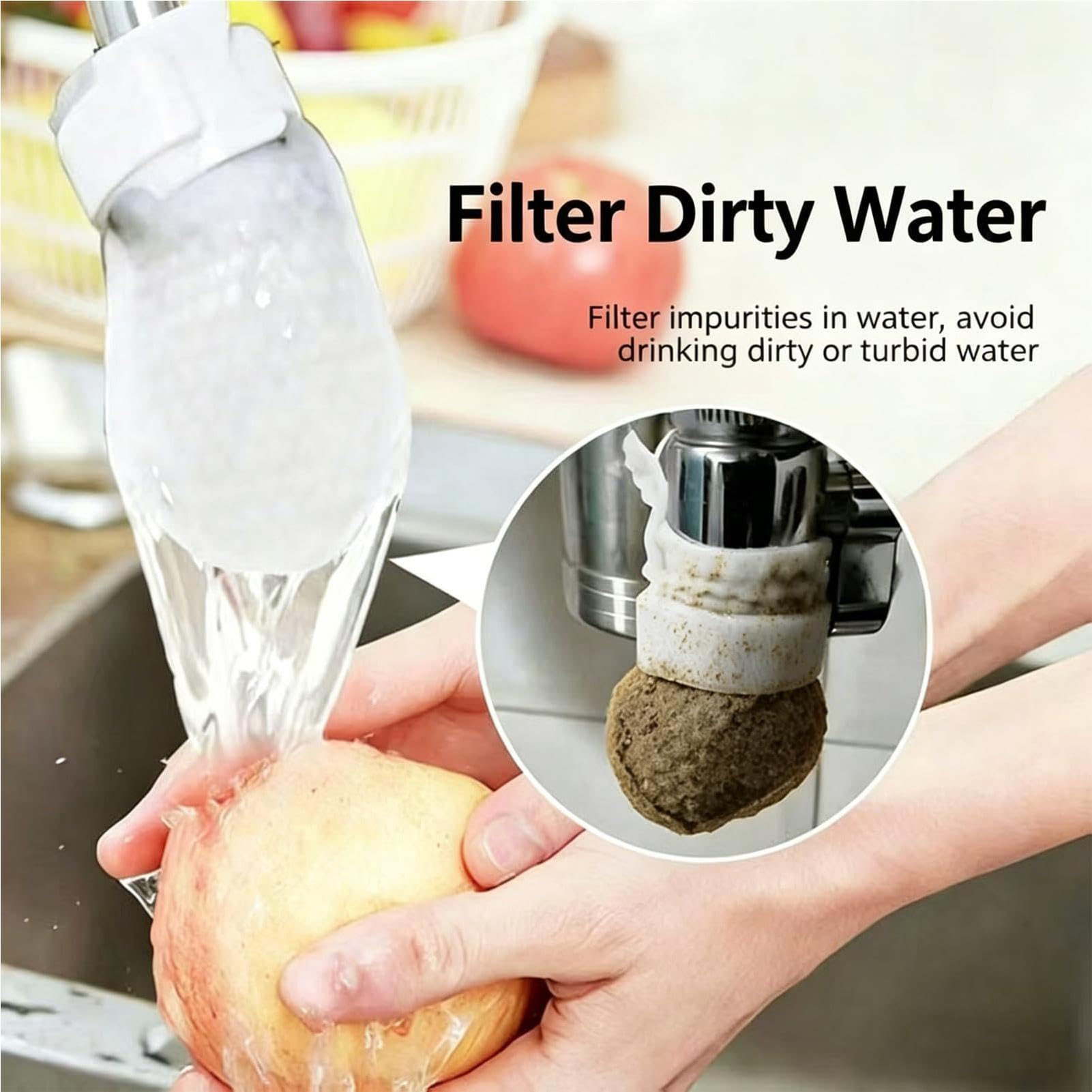 Confezione da 20 sacchetti universali per filtro dell'acqua del rubinetto, a prova di schizzi, ricambio per cucina, bagno, camper e lavanderia, efficace filtro per sedimenti per rubinetti domestici e