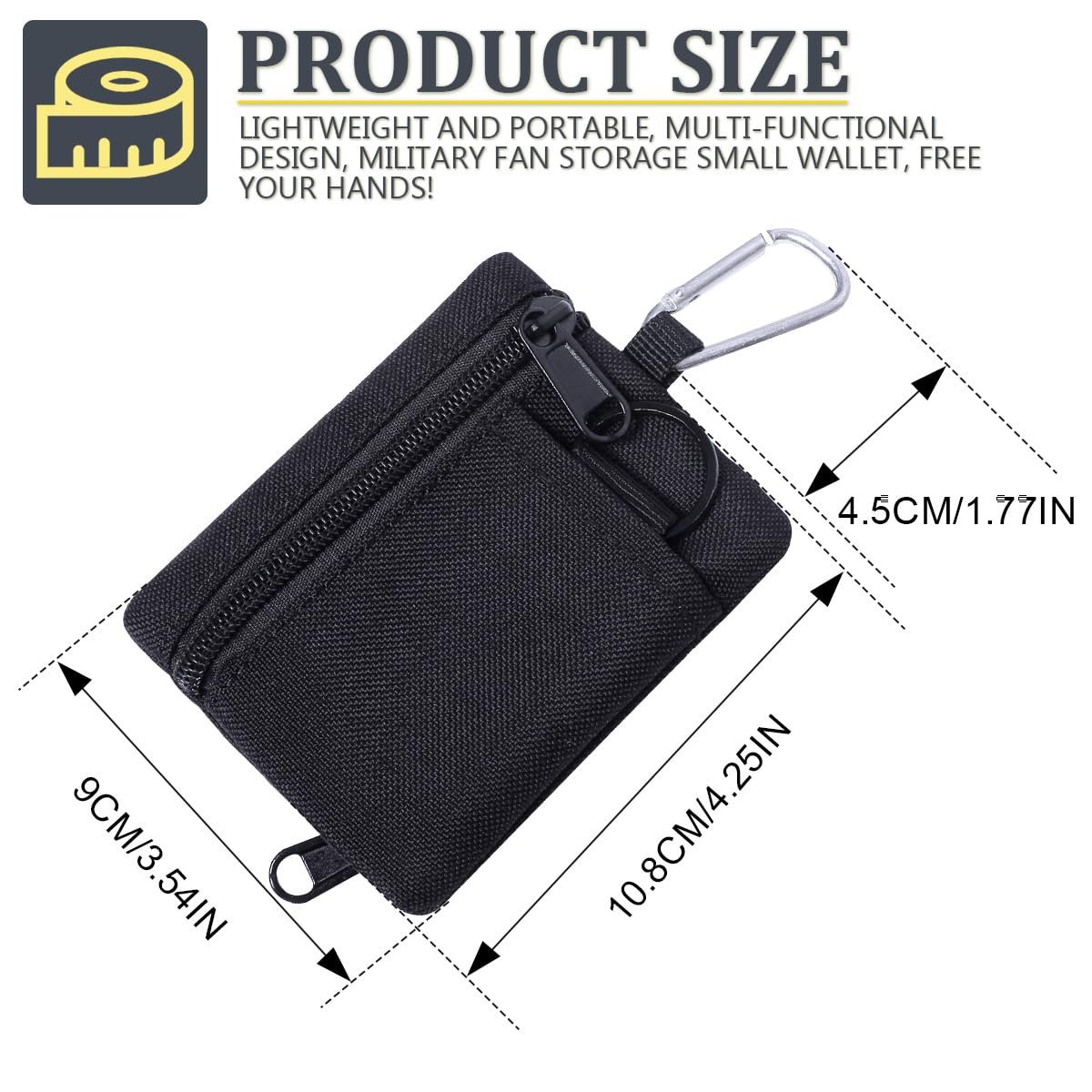 Pochette Tactique Lwuey EDC – Nylon, Compacte 10,5x8 Cm, Avec Mousqueton, Pour Cartes, Clés Ou Petit Matériel