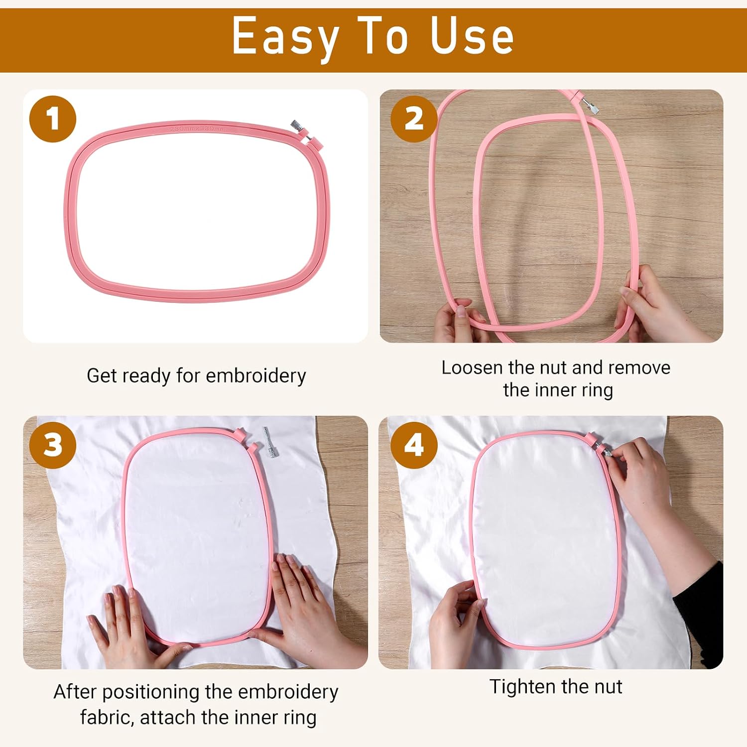 5 Size Rectangular Embroidery Hoops Set, Reusable Cross Stitch Hoops, ABS Plastic Candy Color Embroidery Hoop, Frames Rings for DIY Craft Sewing Project Needlework