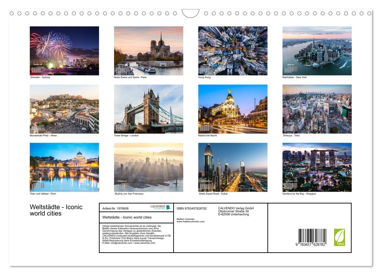 Weltstädte - Iconic world cities (Wandkalender 2026 DIN A3 quer), CALVENDO Monatskalender: Besuchen Sie die berühmtesten Städte der Welt