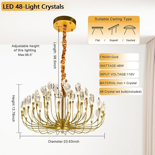 Miniatura 17 de Candelabro moderno de rama de árbol, 47.24 pulgadas, ramas de árbol de dinero, lámparas de cristal dorado, accesorios de iluminación colgantes