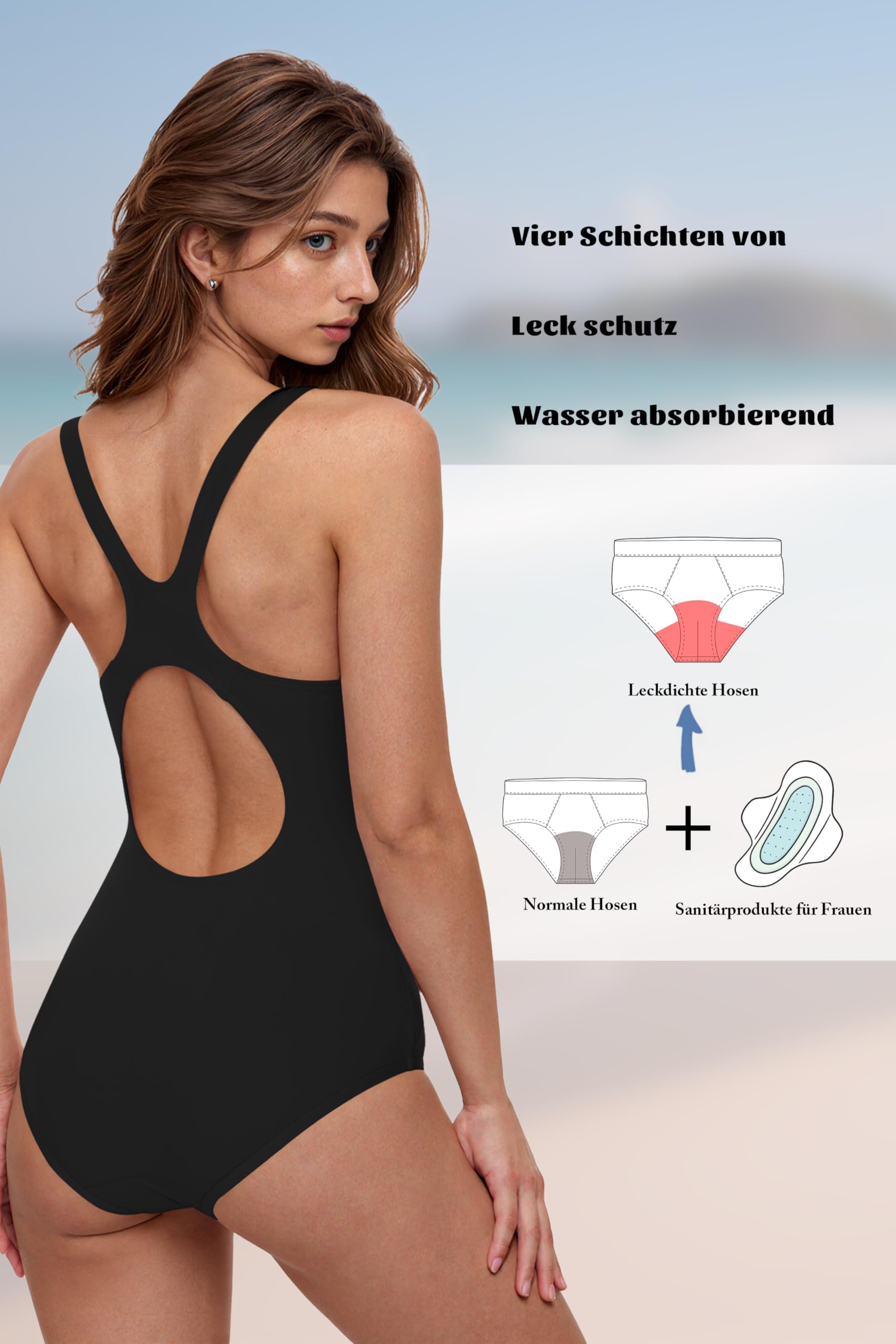 Perioden Bademode Zum Schwimmen EIN Stück Perioden Badeanzug Teens Period Swimwear Menstruations Badeanzug Mädchen