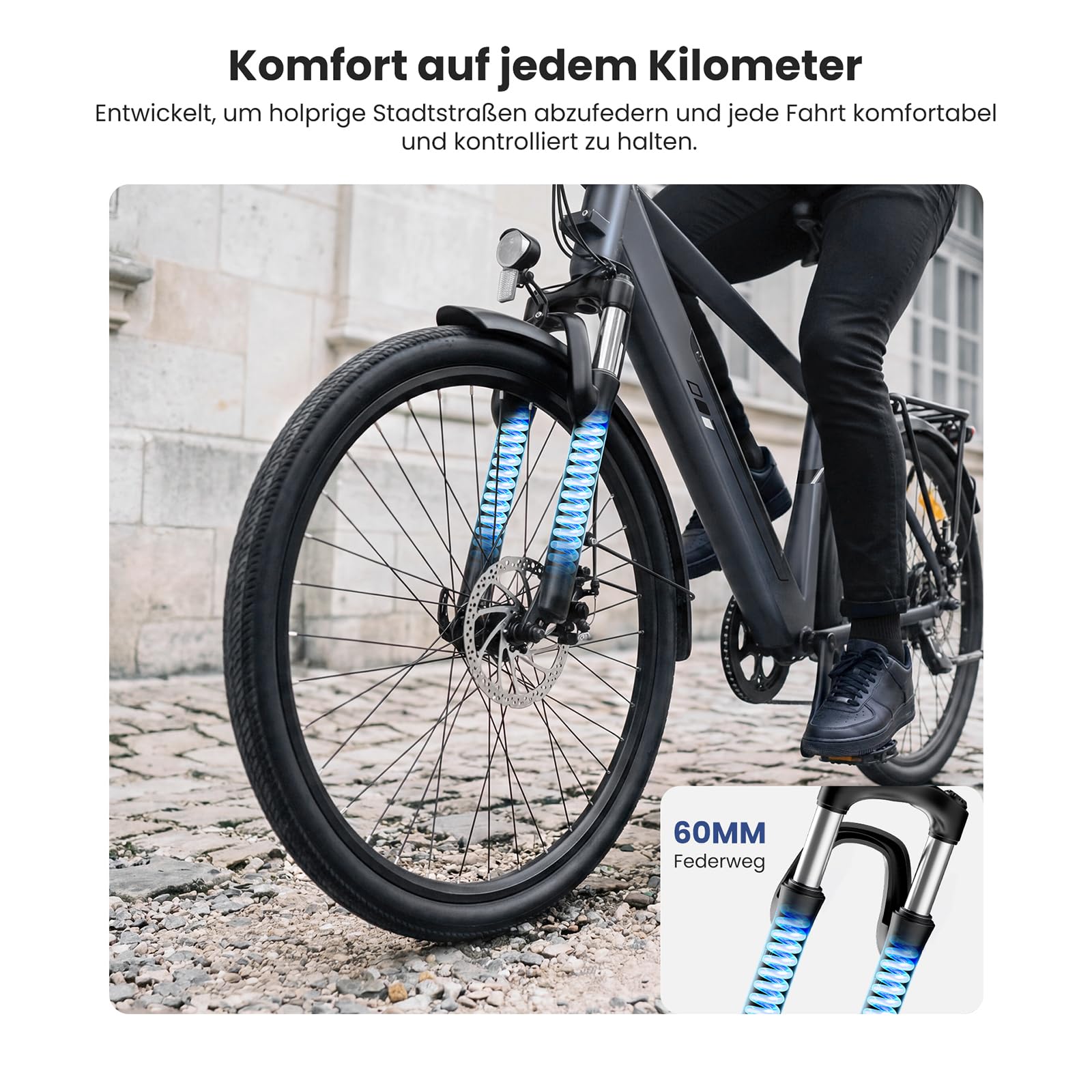 Touroll J1 ST/J2 26'' E Bike, Elektrofahrrad Trekkingrad E-Bike Herren Damen mit 561.6Wh Akku,100km Reichweite, 250W, E-Fahrrad mit 7-Gang-Getriebe, Pedelec Citybike EBike für Erwachsene