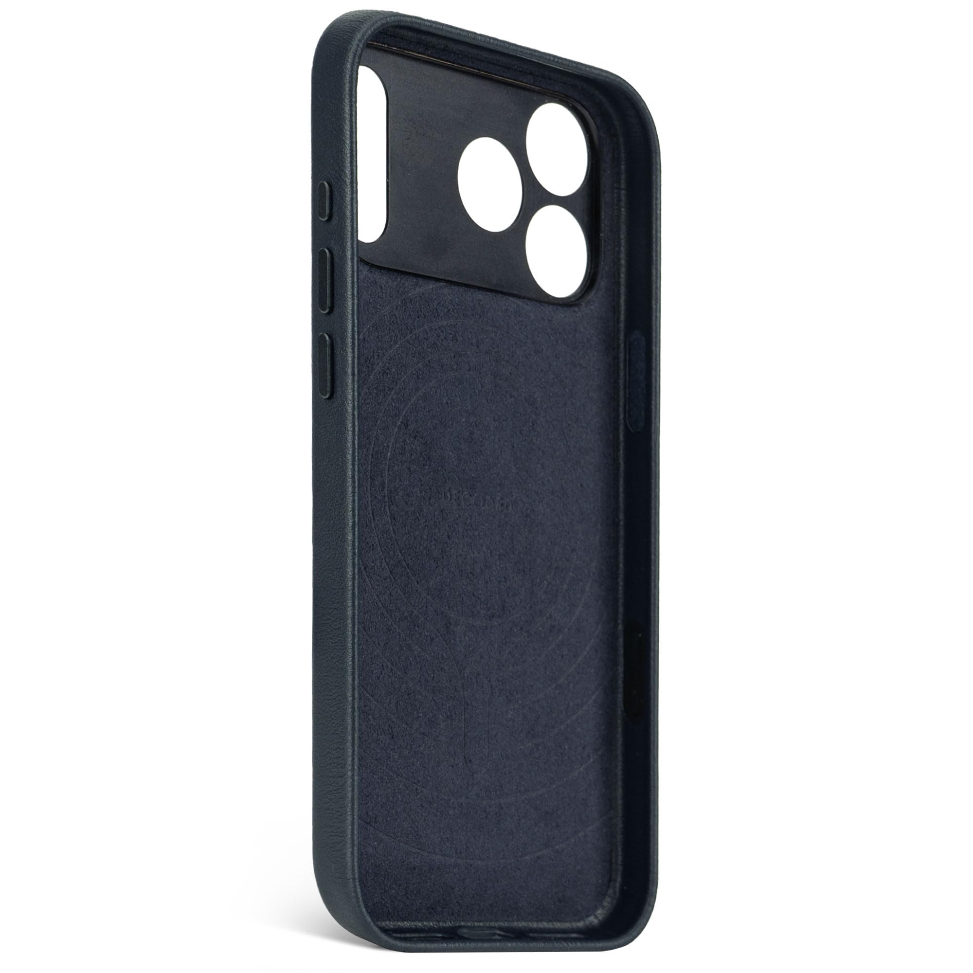 Decoded Lederhülle für iPhone 17 Pro Max, Premium ECCO Leder, MagSafe Kompatibel, Vollständiger Kameraschutz, Metalltasten, Stoßfest, Kratzfest, Glas Kamera Taste, Marineblau