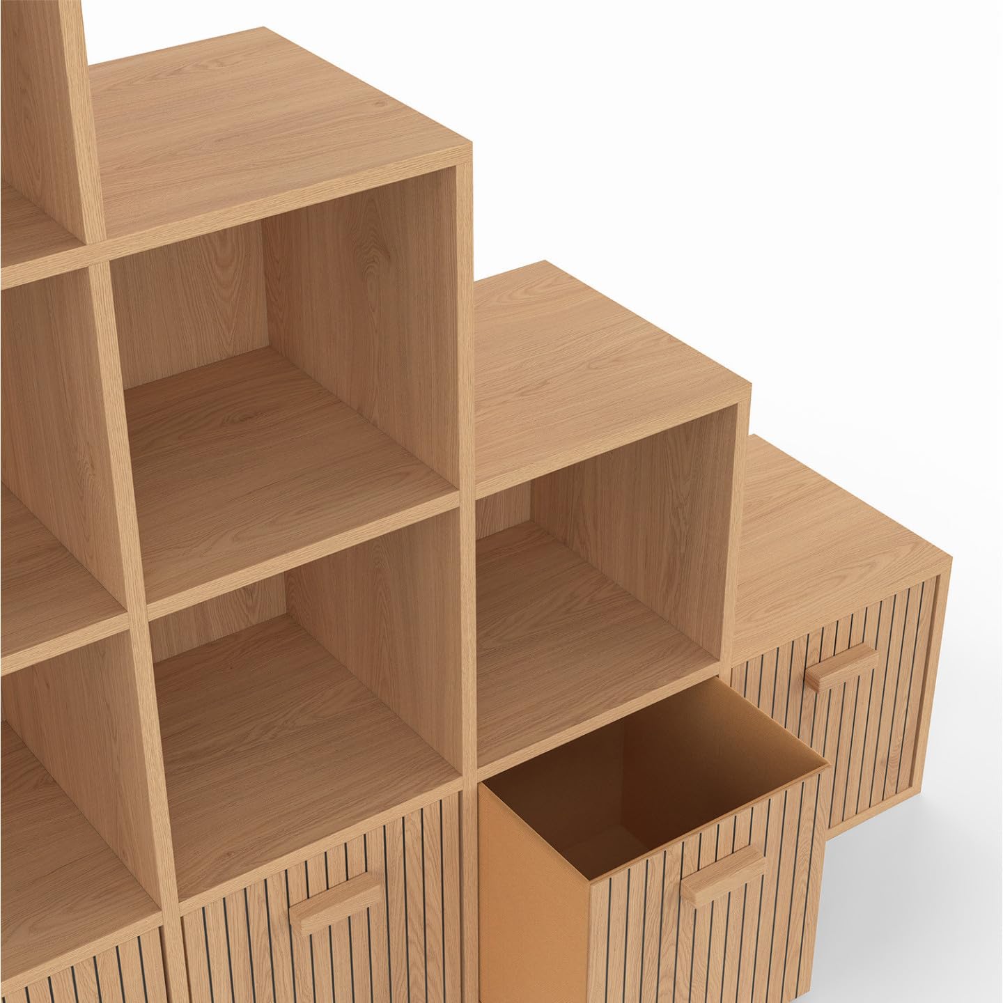 IDMarket - Meuble de Rangement en escalier LORYS Effet Lattes Juliette