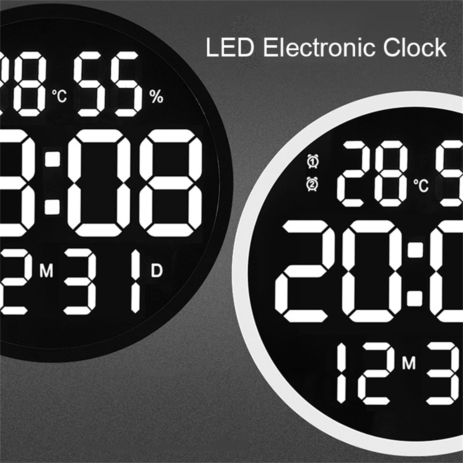 LED Wandklok Moderne Mute Digitale Temperatuur En Vochtigheid Elektronische Lichtgevende Klok Woonkamer Decoratie Ontwerp