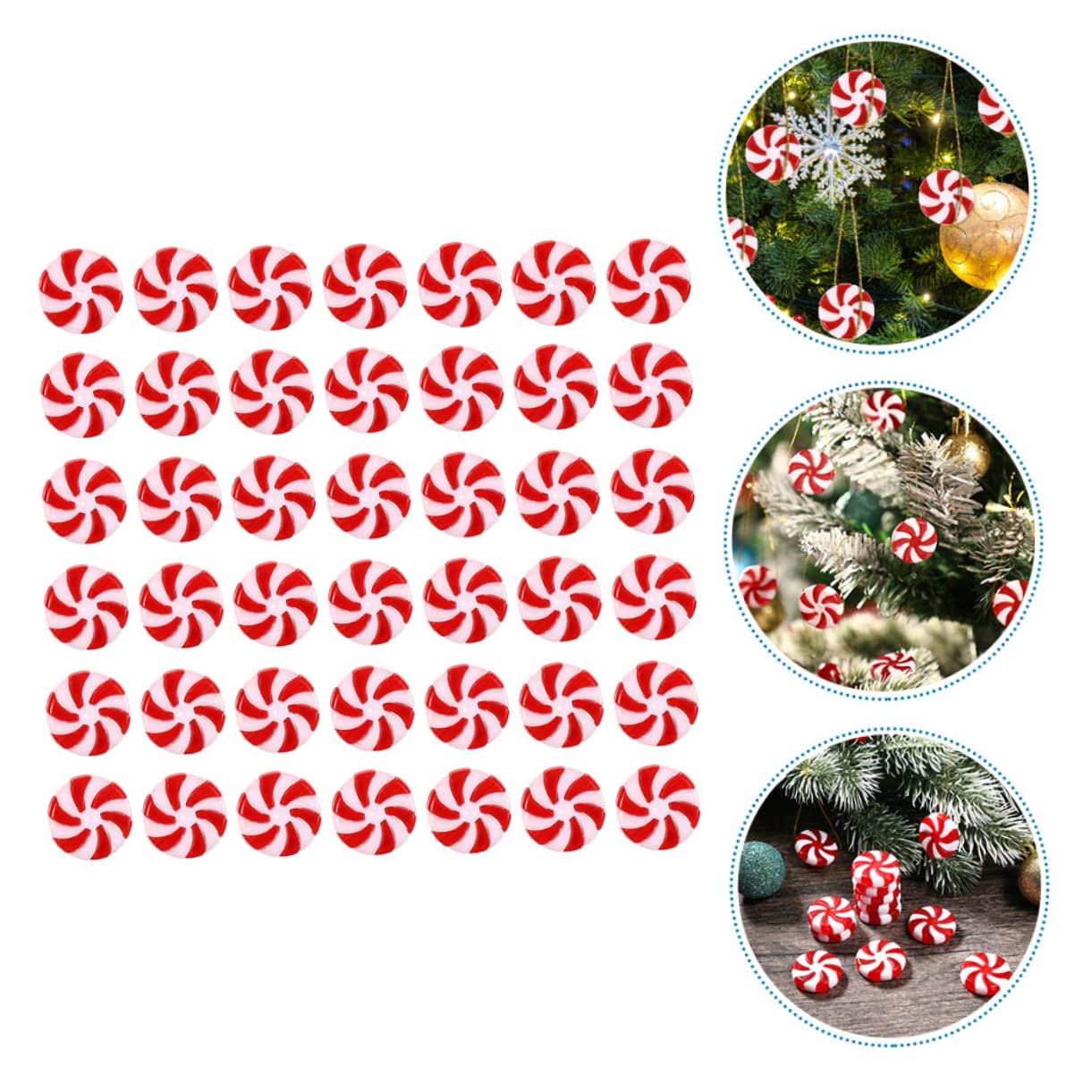 ABOOFAN 5 Sätze Süßigkeiten-weihnachtsdekorationen Süßigkeiten Christbaumschmuck Weihnachtsbaum Süßigkeiten Weihnachtssüßigkeiten-DIY- Weihnachtslichter Rot Acryl 50 Stück * 5