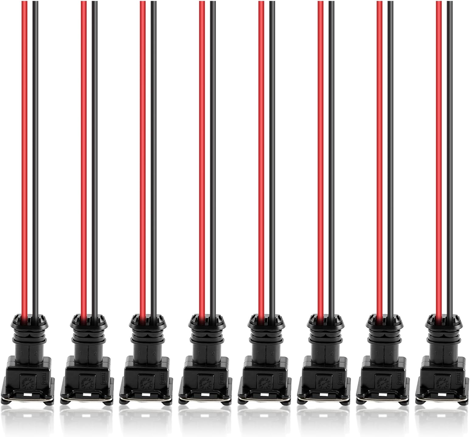 MOTOALL Fuel Injector Connector EV1 OBD1 Plug Wire Harness Pigtail Wiring Loom Clip Cut & Splice 2-Wire Female - 8pcs