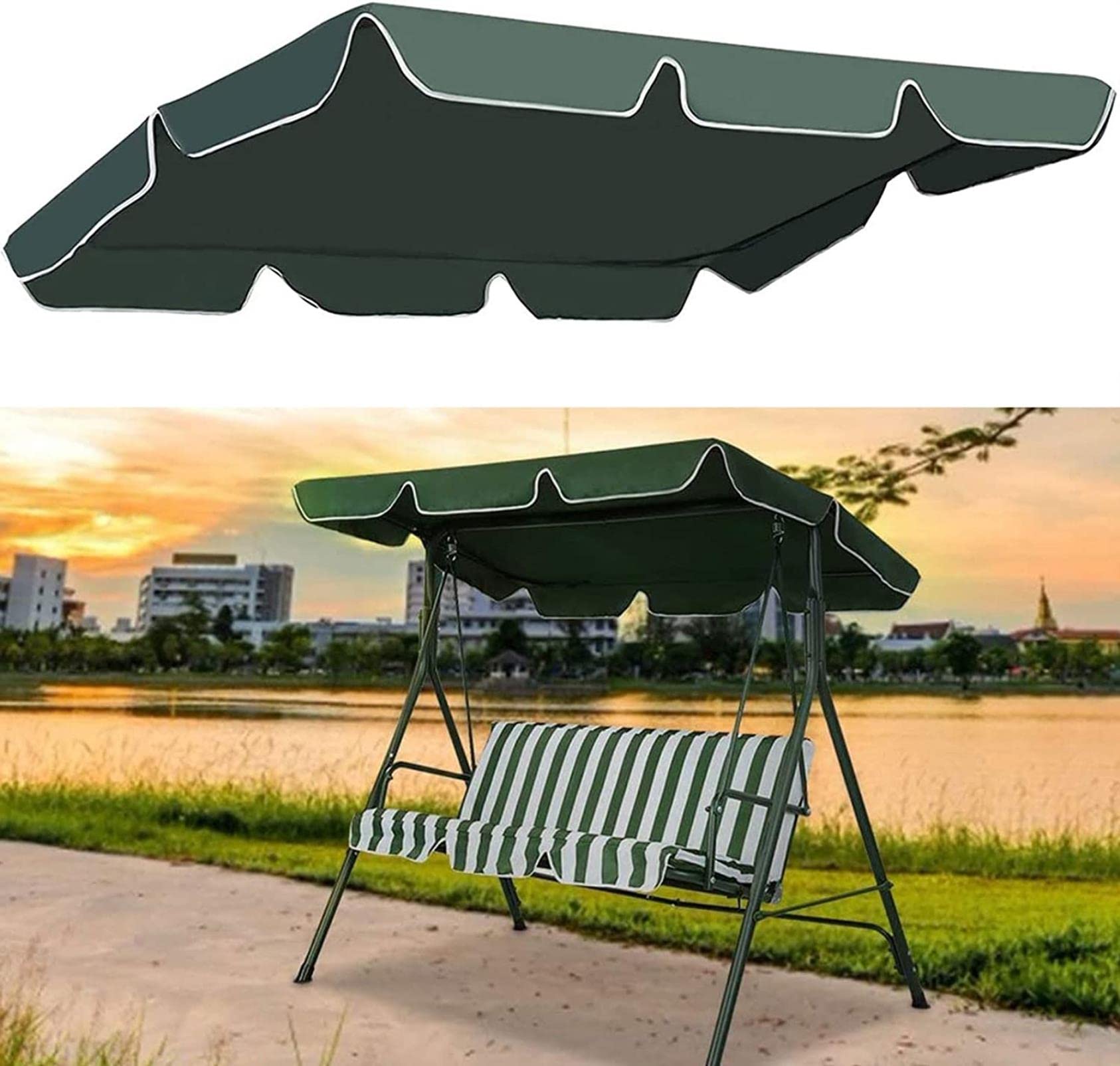 Tetto del Dondolo da Giardino Ricambio, Baldacchino per Altalena da Giardino 600D 2/3 posti, Copertura per Altalena con Rivestimento in PVC Impermeabile