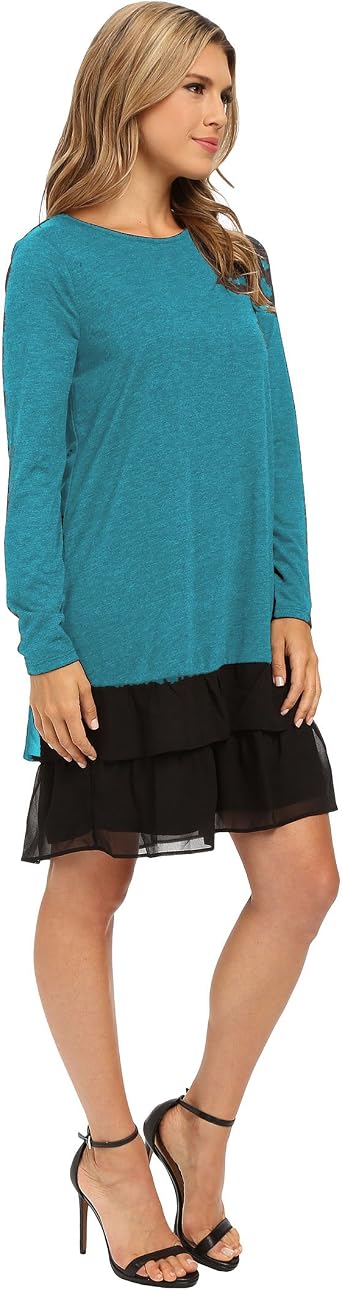 Kensie Womens Chiffon Trim Colorblock Casual Dress Blue XS