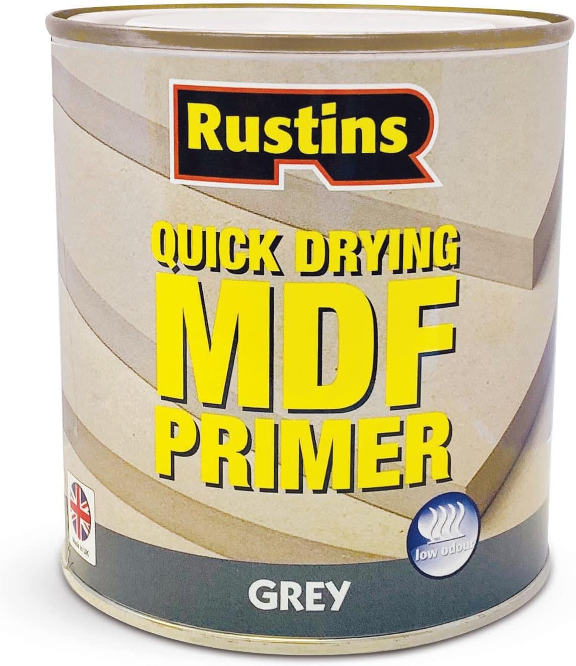 RUSTINS MDF Grey Primer 500ml– Quick-Drying, Smooth Finish Primer for Bare MDF Wood and Interior Surfaces; Excellent Adhesion; Seals and Prepares for Painting