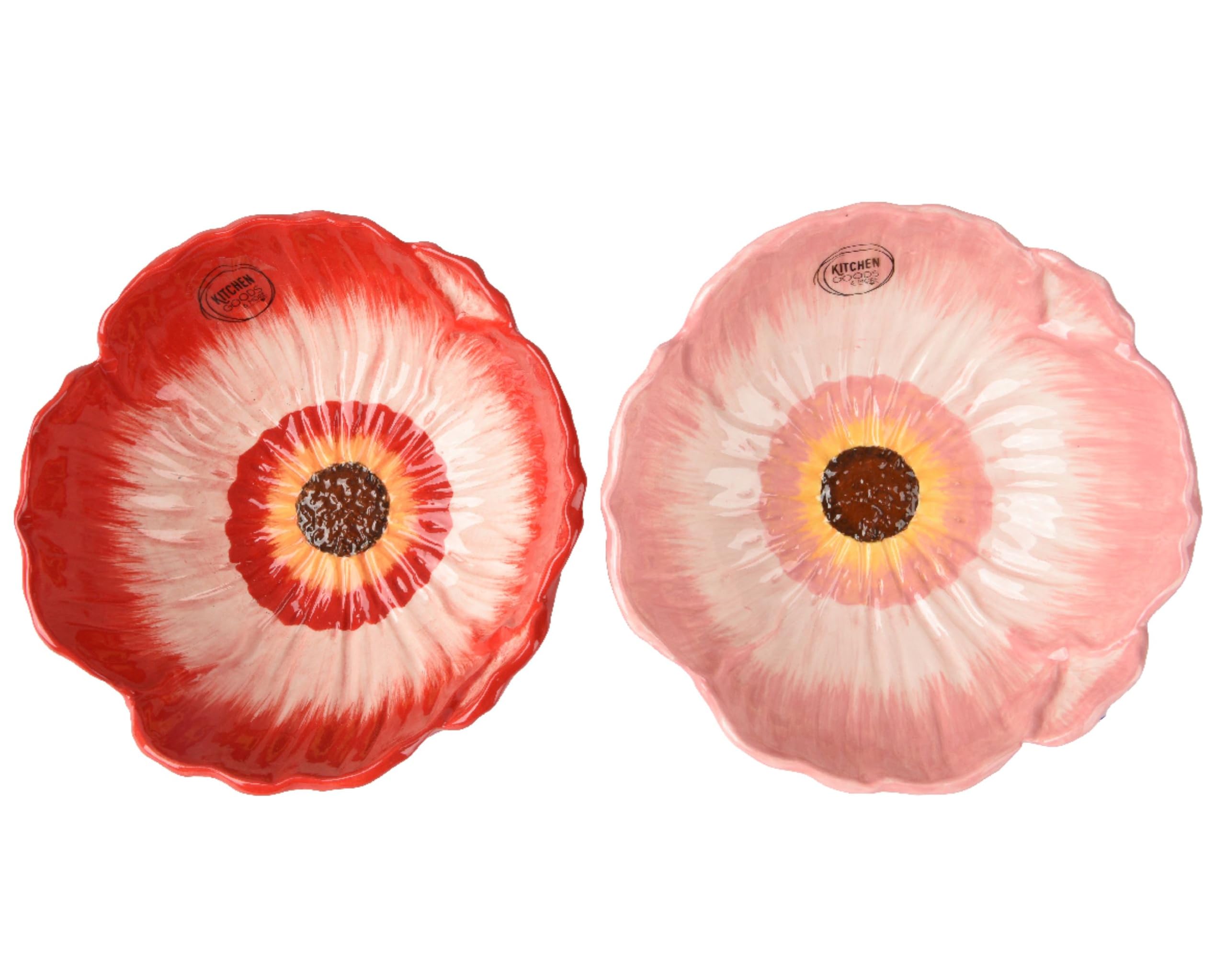Schale 16x6cm Keramik in Blumen Form 1 Stück sortiert - lebensmittelecht - Servierschale Salatschale Müslischale Dekoschale - Dessertschale für Snacks Eis Obst - Geschirr in Blütenform