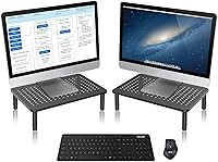 Vista 1 de Bracwiser Monitor Stand Riser,3 Level Height Adjustable Desktop monitor stand for Computer, Laptop, Printer, Notebook with Vented Metal Platform