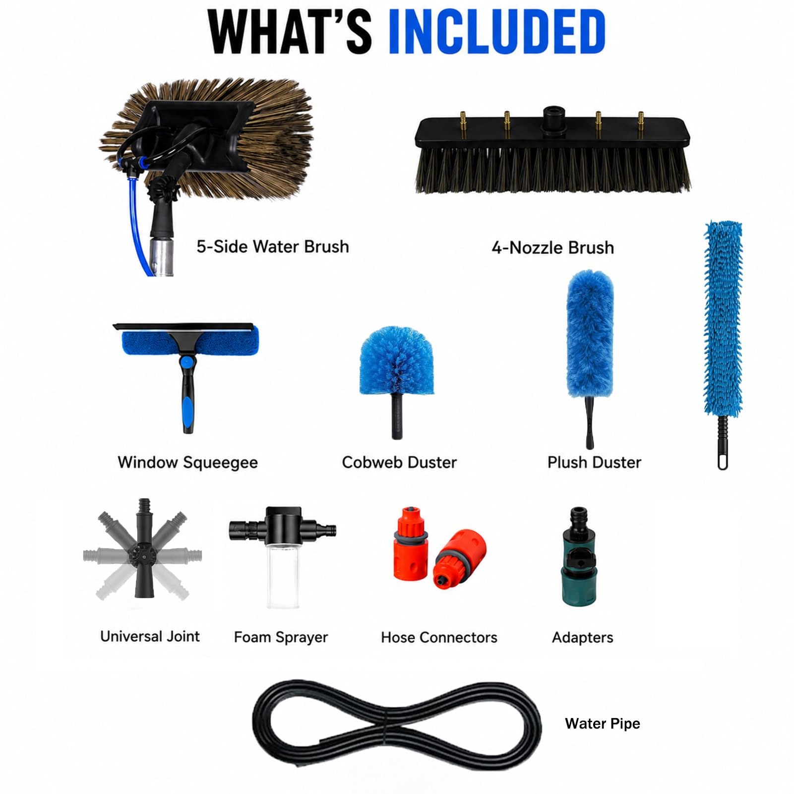 Kit para Limpiar Paneles Solares,Pértiga de Fibra de Carbono | 12-40 FT con Agua para Ventanas,Tejados,Canalones,Barcos,Caravanas,Fachadas y Cristales(3.6M)