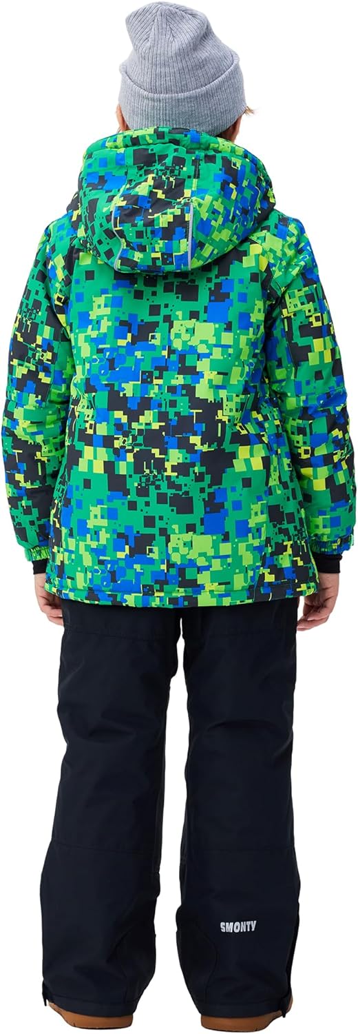 kids ski suit girls boys snowsuits winter ski jacket & bib pants set snowboard waterproof windproof warm coat colorful green 14-16 years