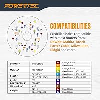 Vista 2 de POWERTEC Placa Base para Router de Acrílico de 5-3/4 pulgadas con tornillos y agujeros preperforados para routers de corte y inmersión, placa