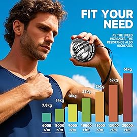 XMALL Torque Ball Hand Exerciser, Grip Strength Trainer, Forearm Strengthener, Wrist Power Gyro Ball, Hand Strengthening Devices, Wrist Strengthener, Finger Exerciser, Auto-Start Colorful Lighting