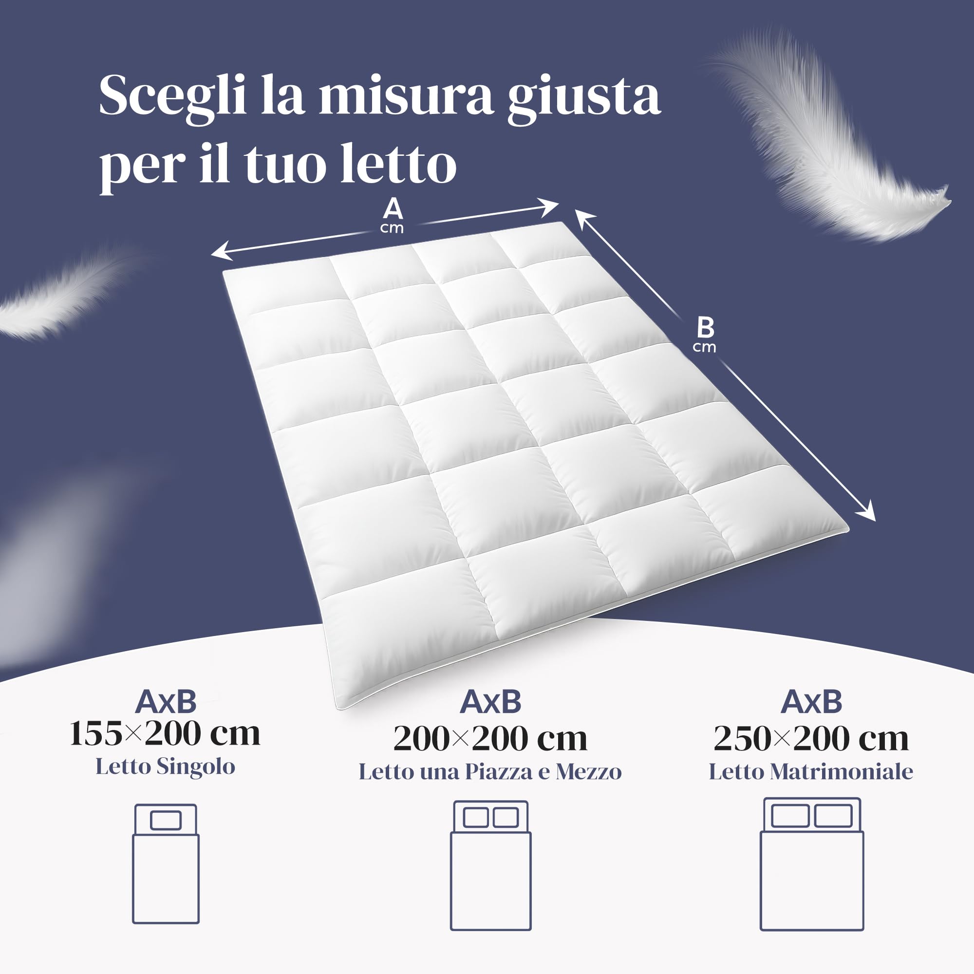 Ferò Piumino Matrimoniale Primaverile in Piuma d’Oca, Made in Italy, Duvet Leggero Traspirante, Cotone Percalle 250TC, Antiacaro, Ipoallergenico, Lavabile, OEKO-TEX