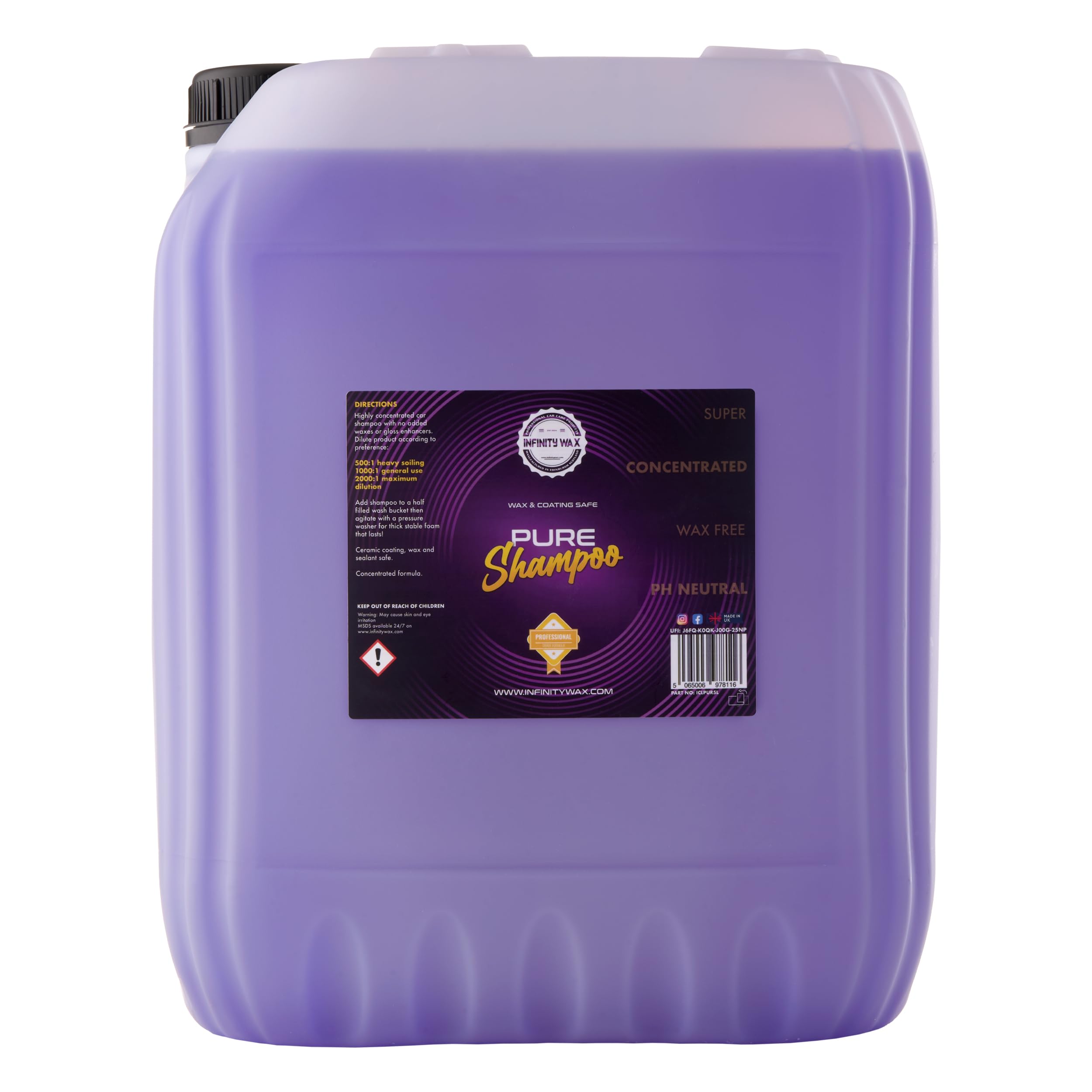 Infinity Wax Pure Shampoo Wax & Coating Safe Friendly Cleaner 20L ICLPUR20L