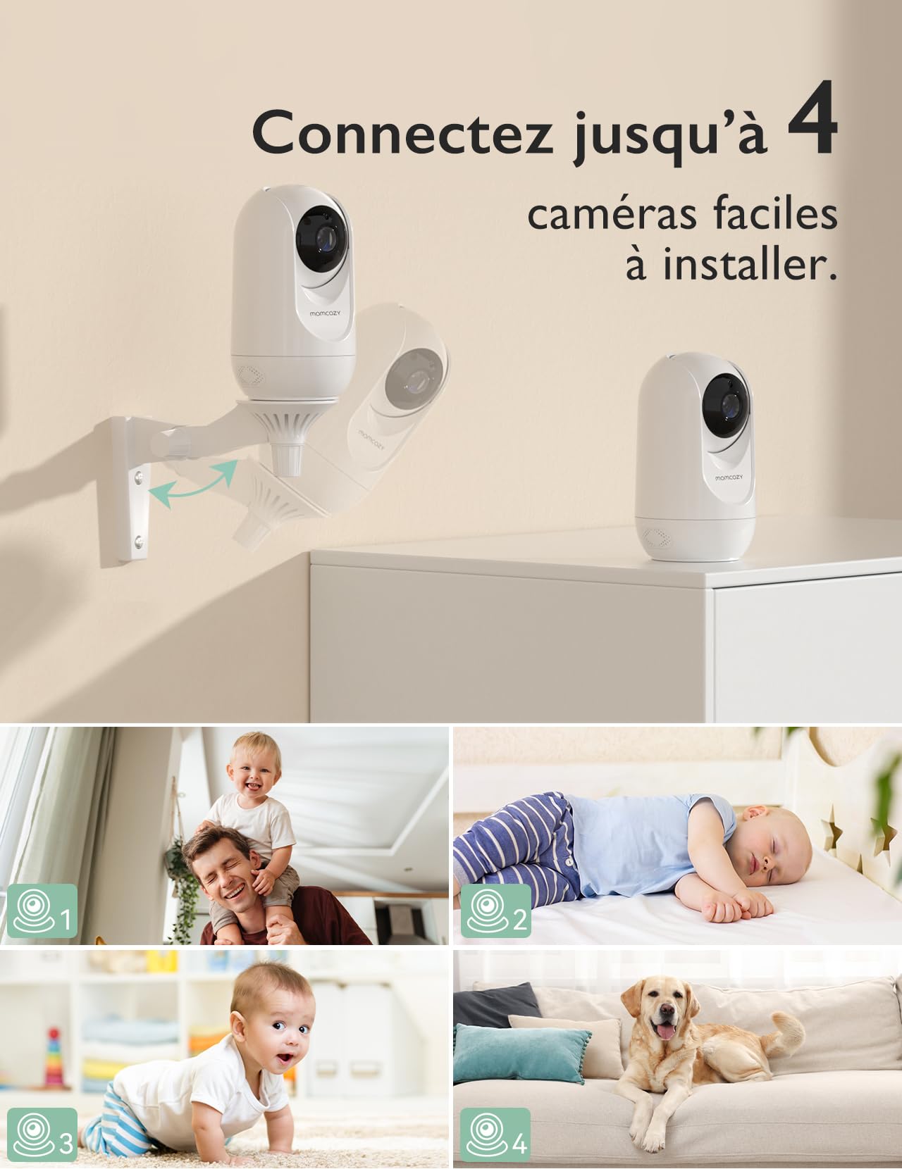 momcozy Babyphone avec caméra Écran 5 Pouces HD 1080P Moniteur bébé sans WLAN Batterie 5000 mAh Audio bidirectionnel Mode Vox IR Vision Nocturne Objectif Grand Angle Portée 960 Pieds BM01