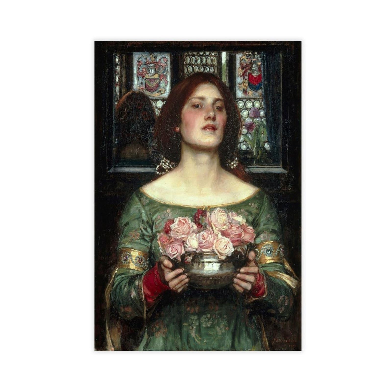 WCYB Gather Ye Rosebuds While Ye May by John William Waterhouse Posters Prints Canvas Deco Paintings Wall Art Unframe 16" L X 24" W