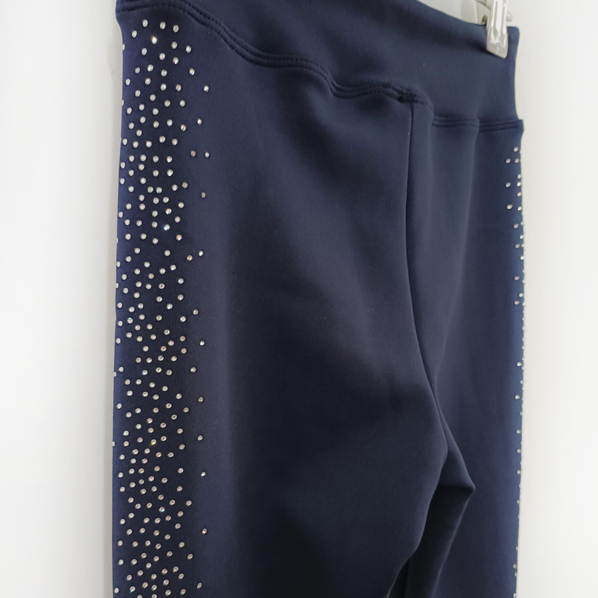 LIUHUO Pantalon de Patinage Artistique pour Filles Qualité Cristal Chaud Entraînement Polaire Stretch Leggings de Patinage