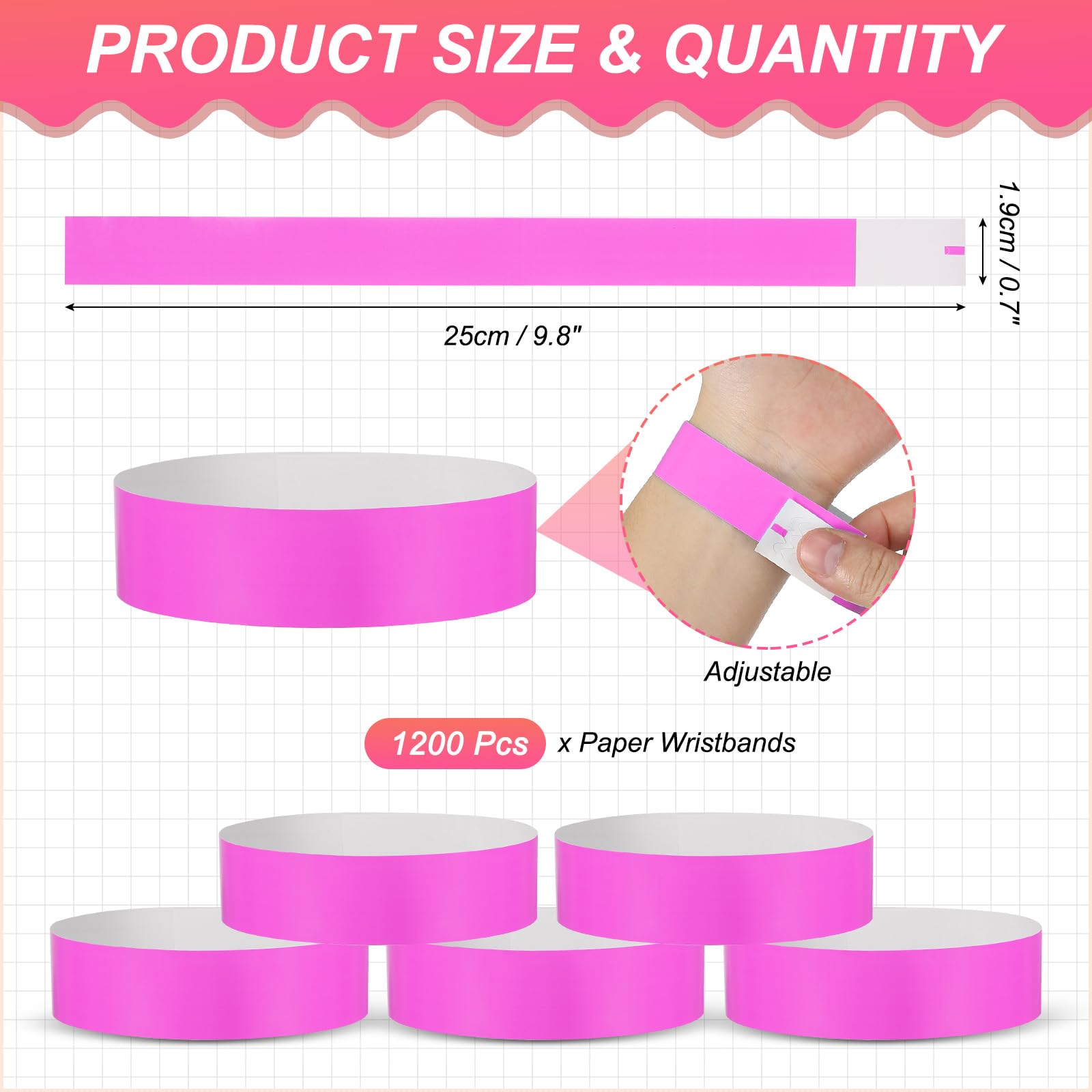 PATIKIL Paper Wristbands for Events 1200 Pack Neon Party Wrist Bands - Image 2