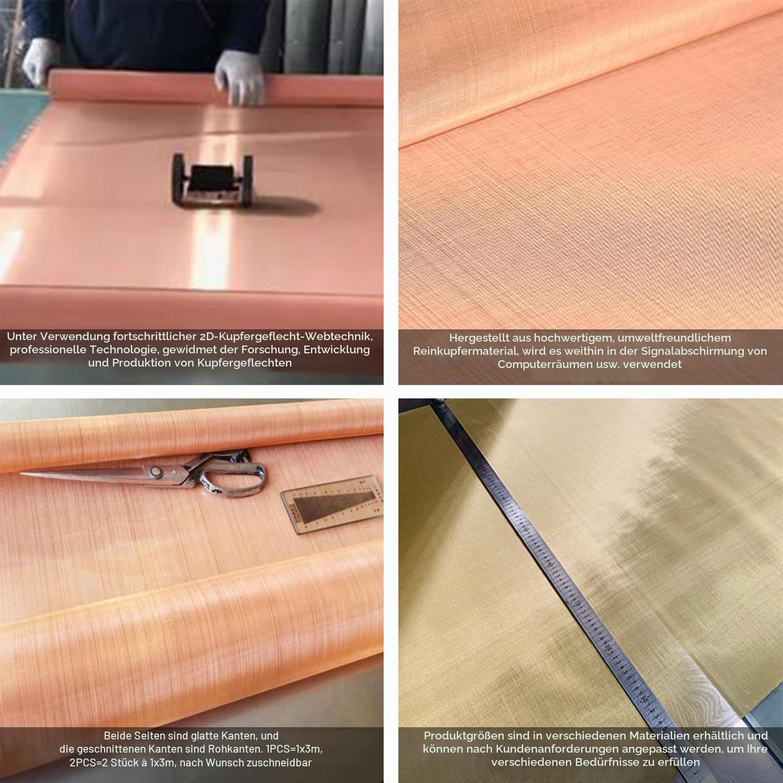 Kupferdrahtgeflecht Reines Kupfer Sieb Gewebtes Drahtgitter Messinggeflecht,für Dichte Filtergewebe,Klimaanlage,Antistatischer Bauboden(Größe:1x3m,Farbe:180Mesh)