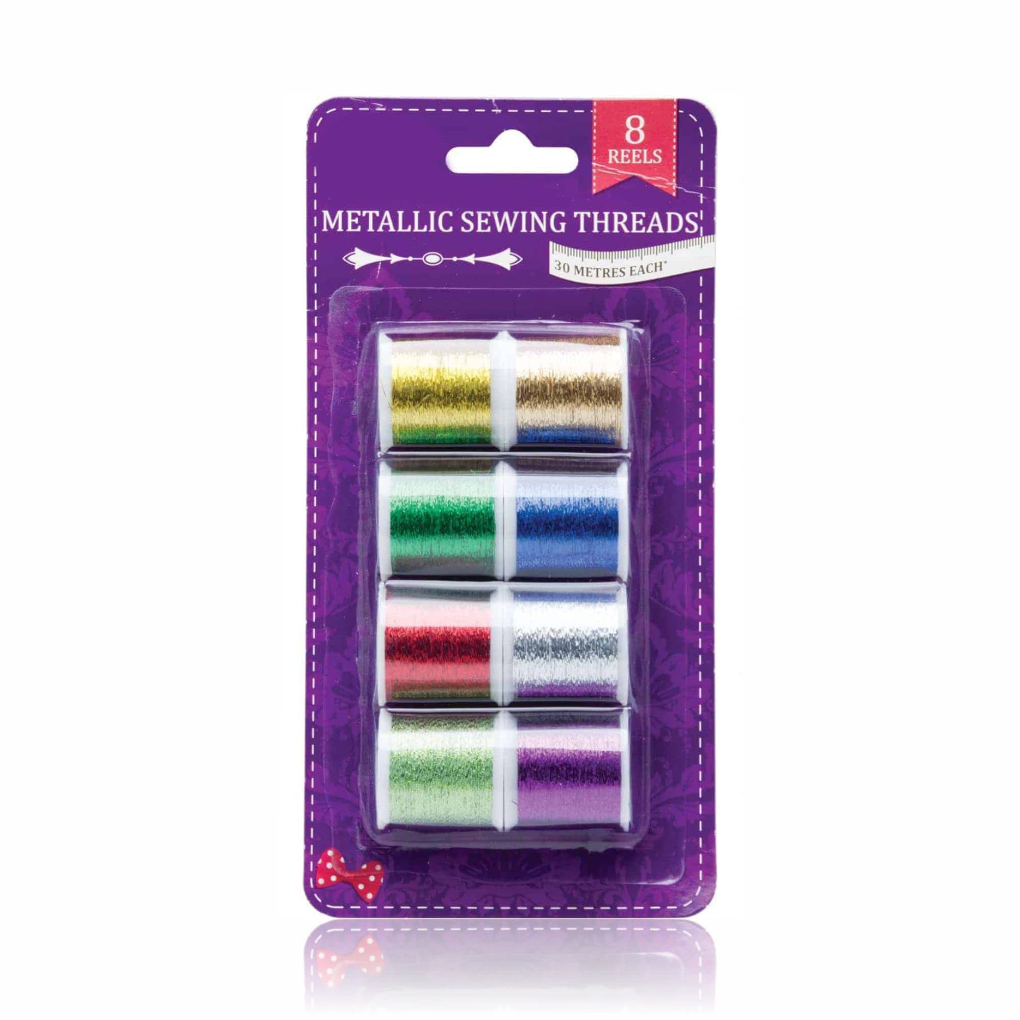 Metallic Embroidery Thread Sewing Threads with Spools Glitter Thread Kit for Sewing Machines Hand Needle Work DIY Art & Crafts Accessories Home Essentials Assorted Colour 30m (Pack of 8 Reels)