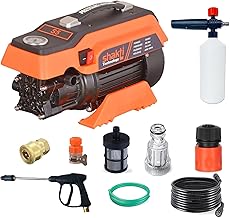 Shakti Technology S5 High Pressure Car Washer Machine 1900 Watts, Pressure 125 Bar, 8L/Min Flow Rate and 10 Meter Hose Pipe with Professional 1L Foam Cannon Snow Lance