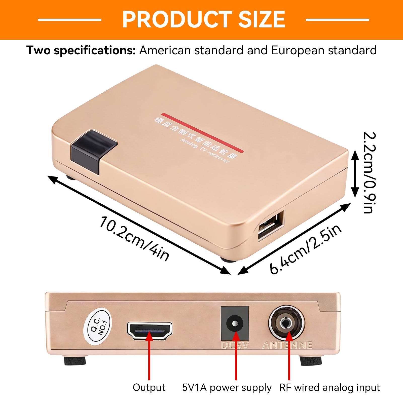 Agatige Ricevitore TV Analogico, Adattatore Convertitore da RF a HDMI con Telecomando, per Proiettori/Insegnamento Multimediale(Spina UE)