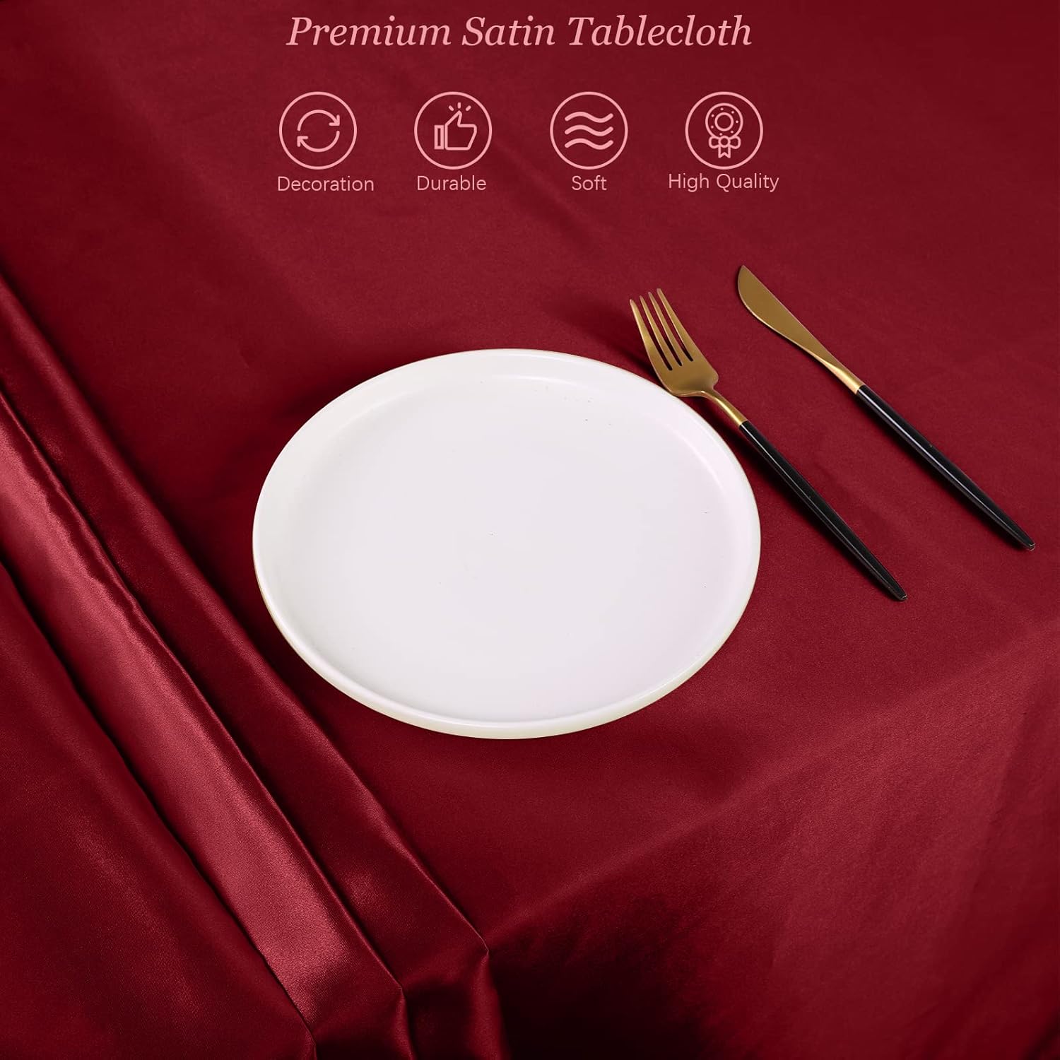 Ruisita Satin Party Tablecloth Table Cover 58 x 102 Inches Wedding Rectangle Bright Silk Tablecloth Table Cover Smooth Fabric Tablecloth Table Decor for Wedding Banquet Table Decoration, Burgundy Burgundy 58 x 102 Inches