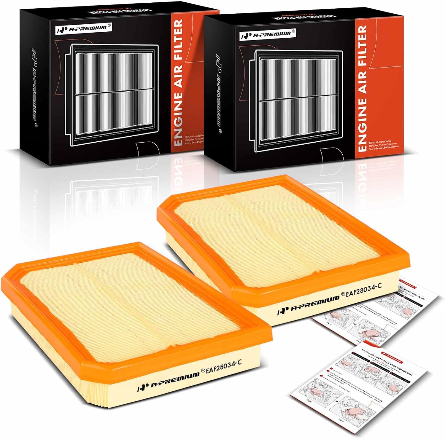 A-Premium 2-PC Engine Air Filter Compatible with Mercedes-Benz A220 2019-2022, A250 2019-2022, A35 AMG 2021-2022, GLB250 2020-2023, GLB35 AMG 2021-2023, 2.0L, Replace# A2600940300, 2600940300
