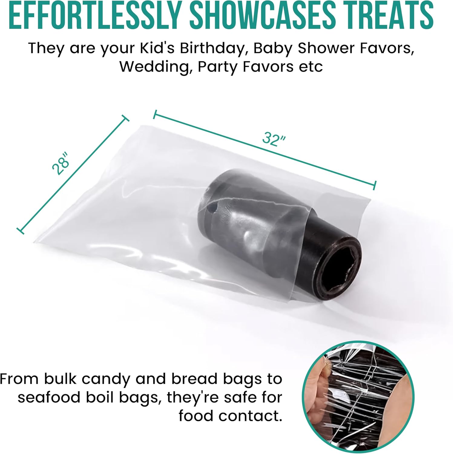 Levex - 28" x 32" (100 Count) Open End Flat Top - 4-Mil Super Heavy Duty Clear Poly Bags for Packaging, Shipping, Storage & Food (Bags Do Not Have a Seal or Prints)