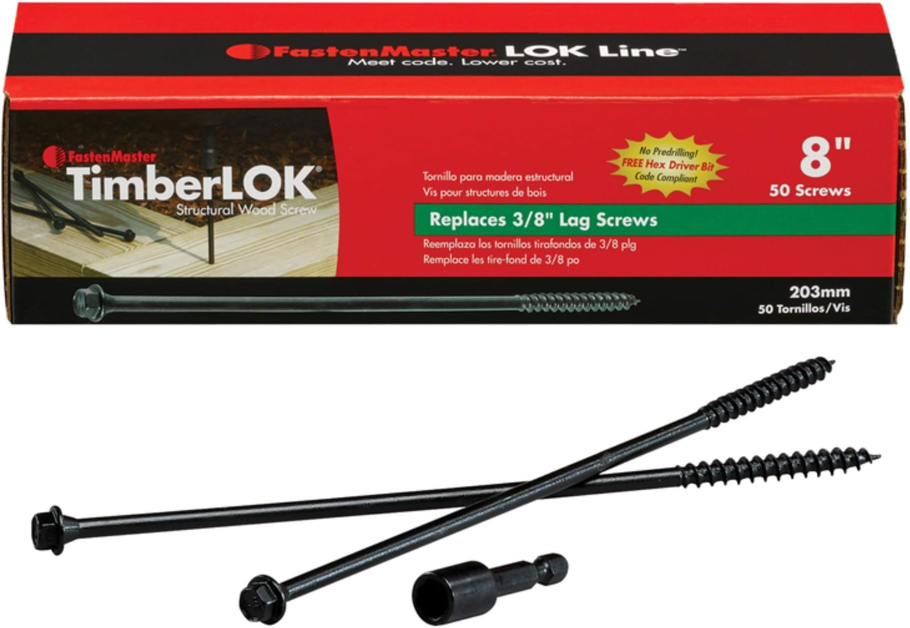 TMBRLOK WD SCREW 8""50PK