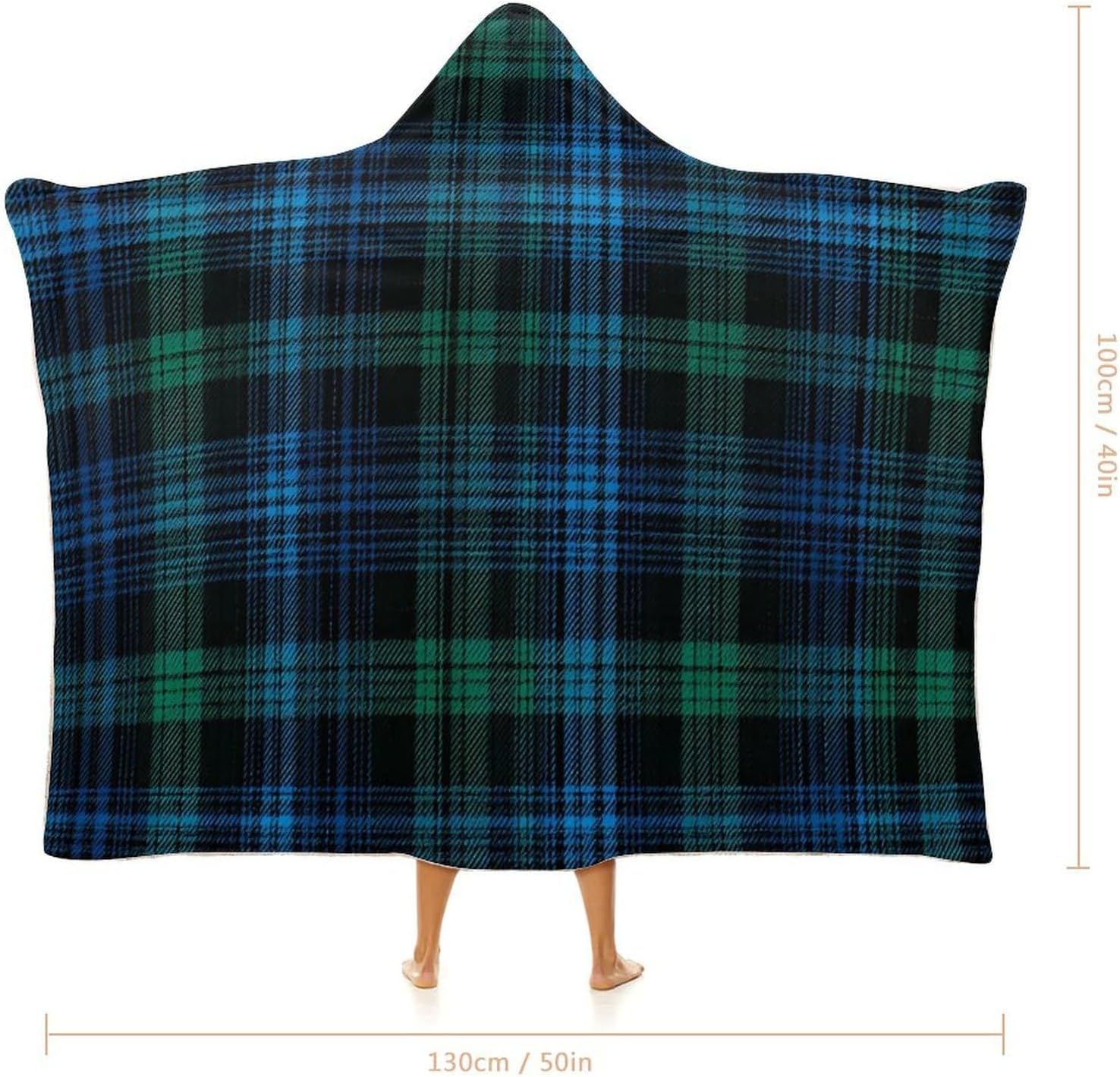Scottish Tartan Wearable Blanket Oversized Throw Cape | Cozy Hooded Blanket Gifts for Women Men