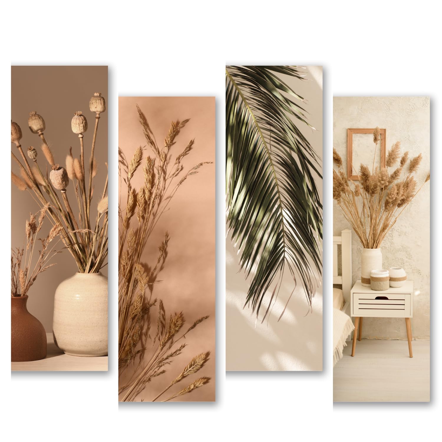 RADIQORE Set of 4 Wall Decor for Living Room- Boho Aesthetic Wall Hangings for Home/Wall Decoration Items for Living Room Wall Art Bedroom Eco-Friendly Recycled Board-Double Tape wall decor (Floral)