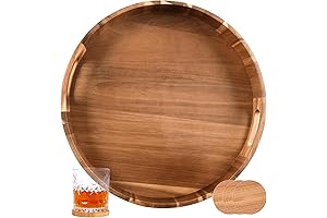 Cozy Ambiance with 20-Inch Acacia Wood Round Serving Tray