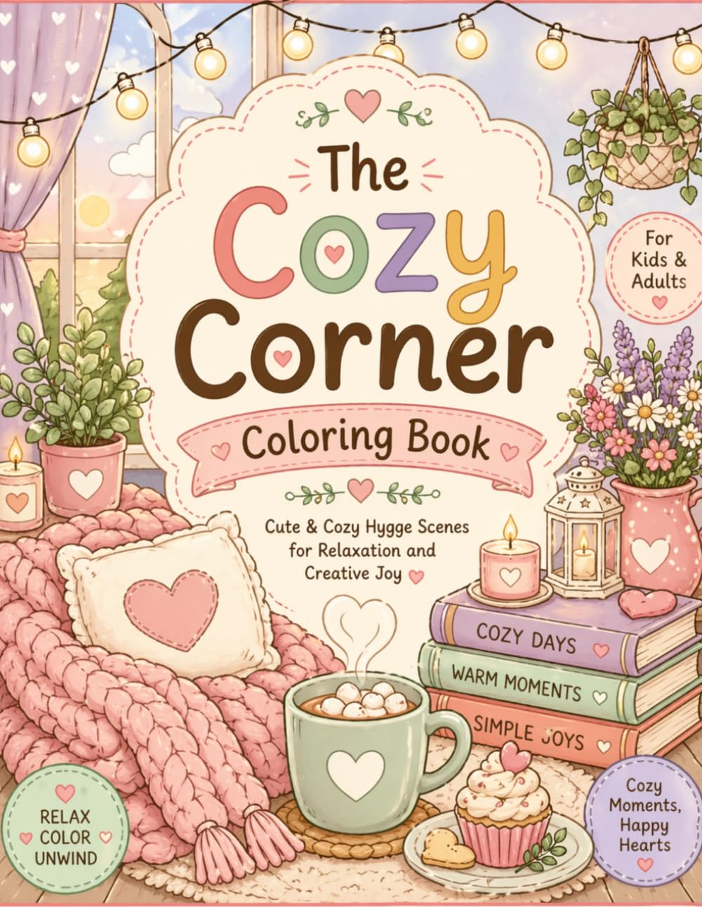 The Cozy Corner Coloring Book: Adorable Hygge Scenes, Cute Animals, and Relaxing Coloring Pages for Kids & Adults