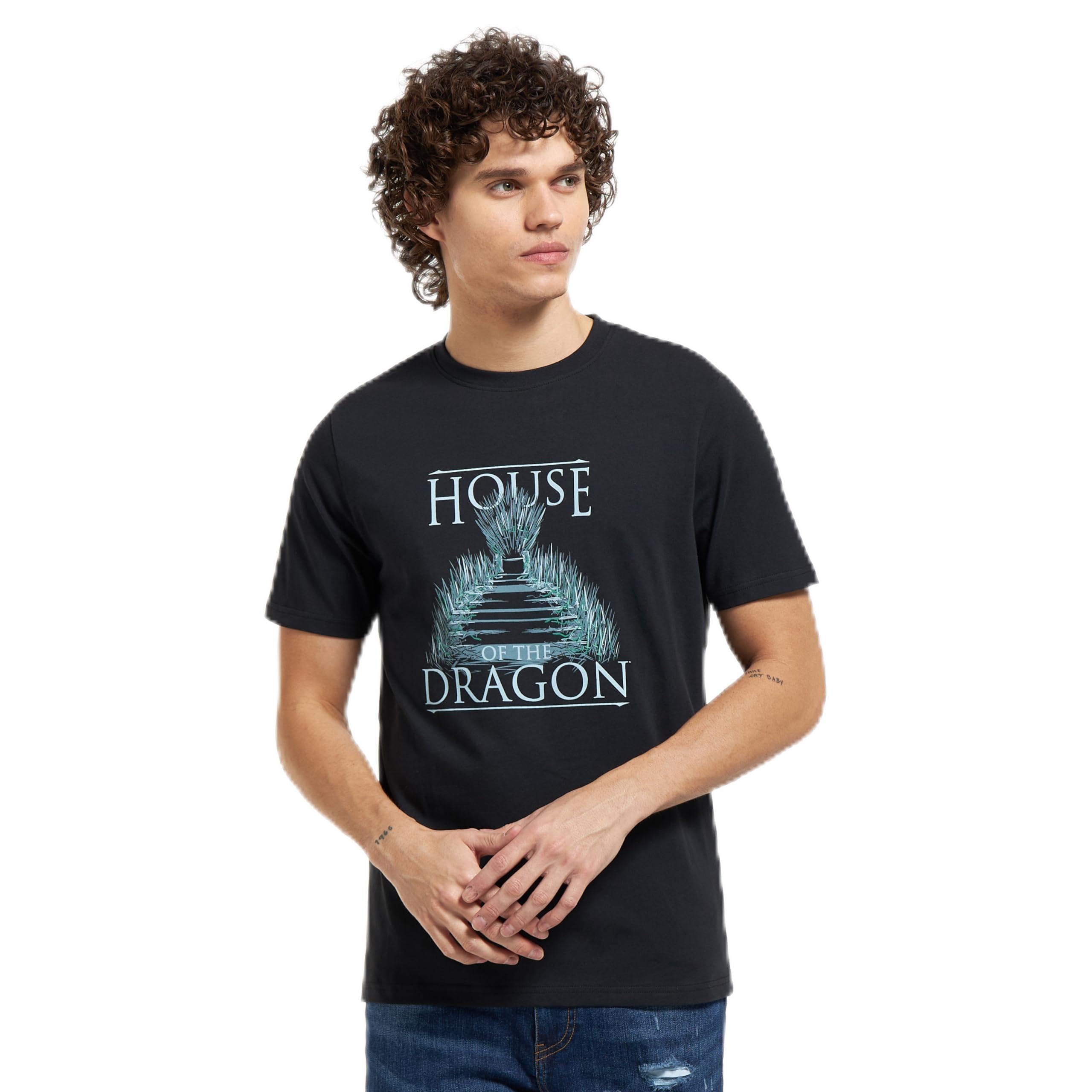 SP CharactersMen House Of The Dragon Print T-Shirt With Crew Neck And Short Sleeves